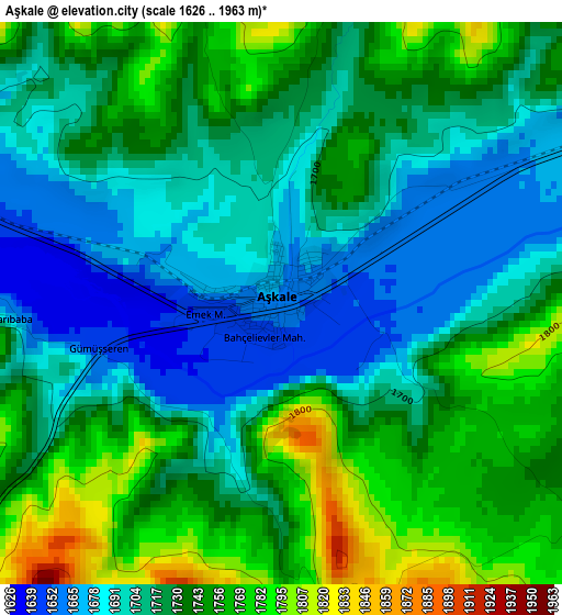 Aşkale elevation map