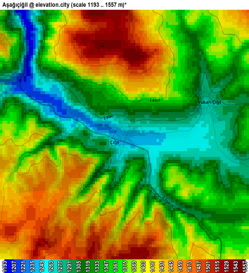 Aşağıçiğil elevation map