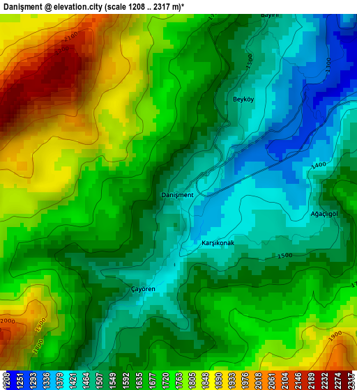 Danişment elevation map