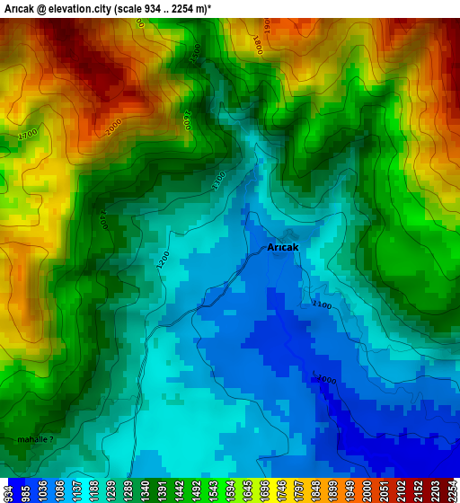 Arıcak elevation map