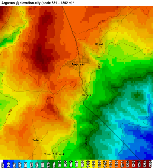 Arguvan elevation map