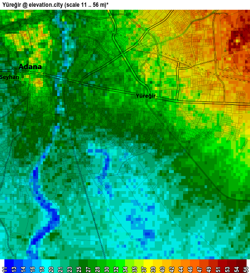 Yüreğir elevation map