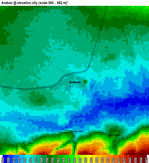 Araban elevation map