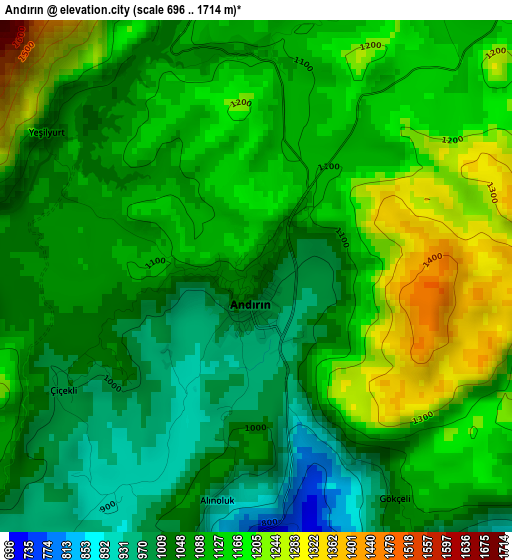 Andırın elevation map