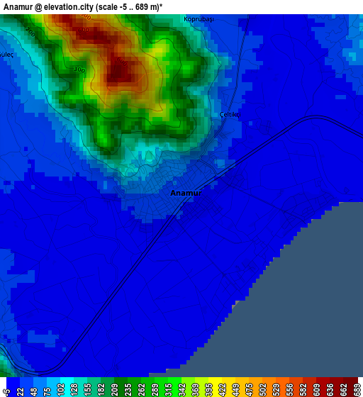 Anamur elevation map