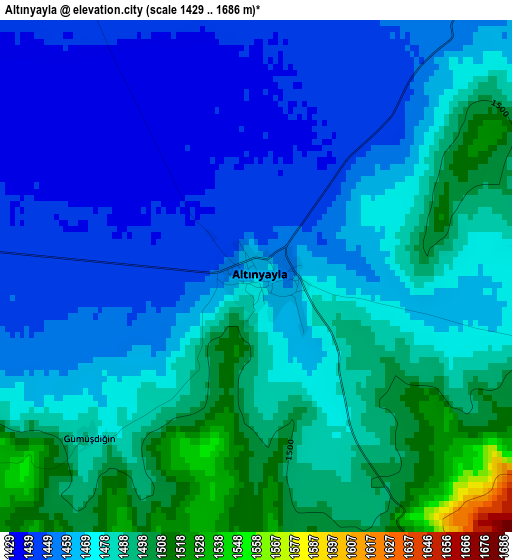 Altınyayla elevation map