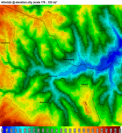 Altınözü elevation map