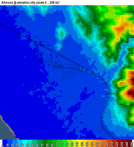 Altınova elevation map