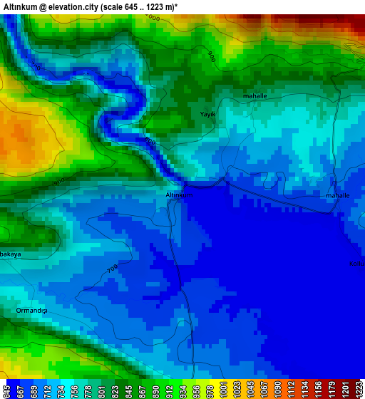 Altınkum elevation map