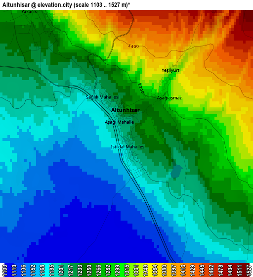 Altunhisar elevation map