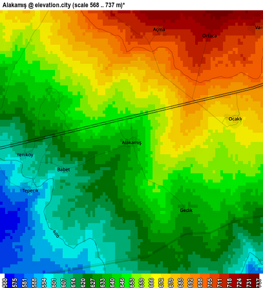 Alakamış elevation map