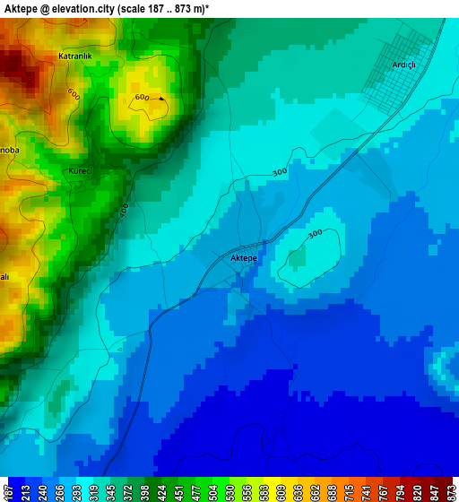 Aktepe elevation map