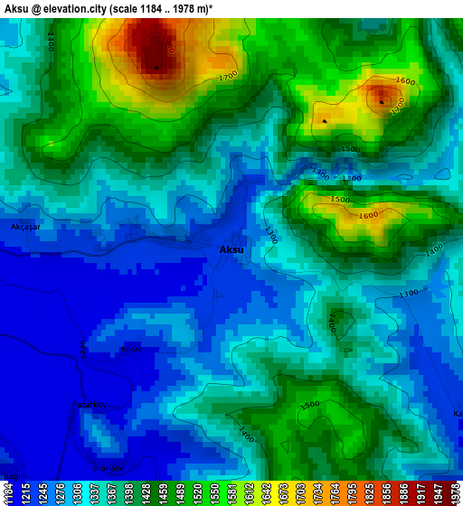 Aksu elevation map