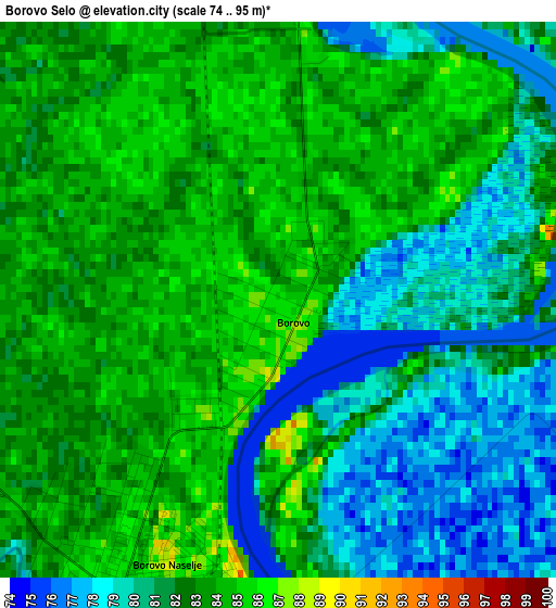 Borovo Selo elevation map