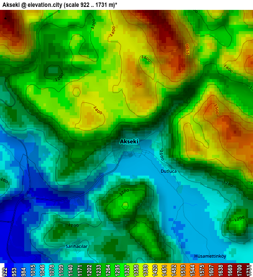 Akseki elevation map