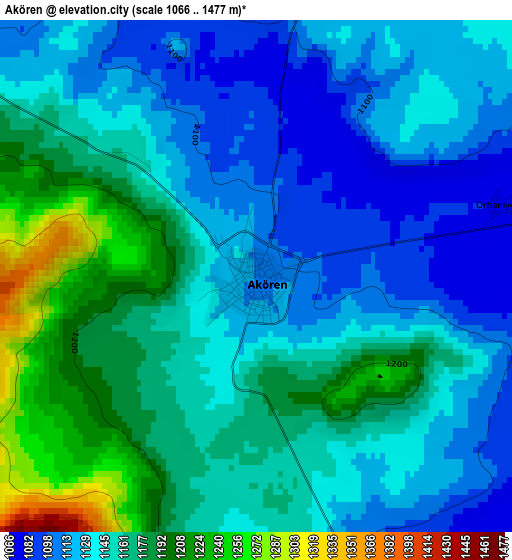 Akören elevation map