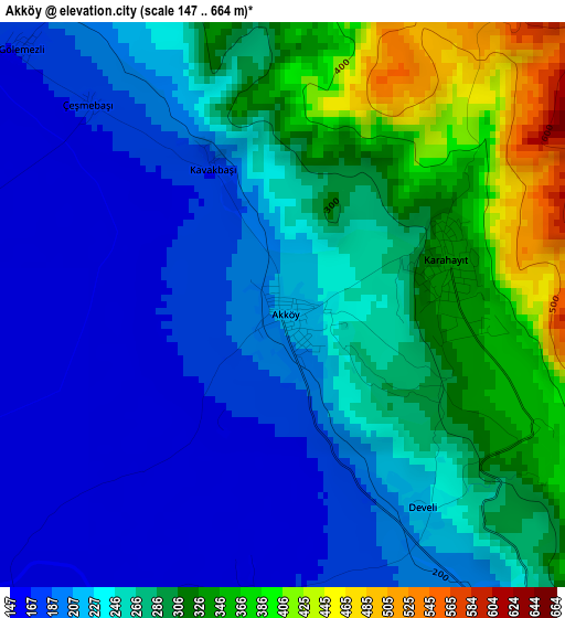 Akköy elevation map