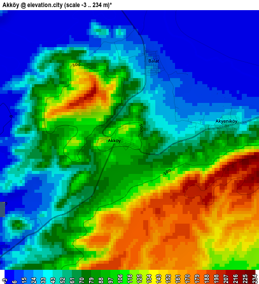 Akköy elevation map