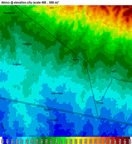 Akıncı elevation map