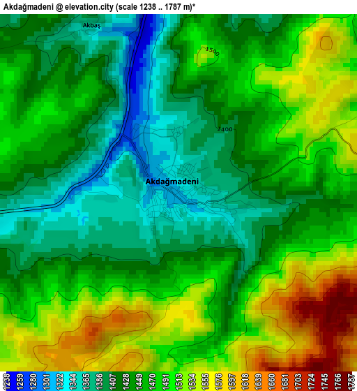 Akdağmadeni elevation map