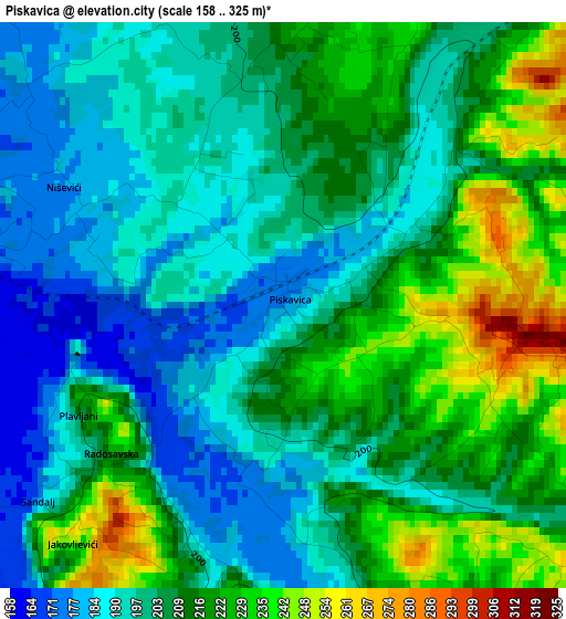 Piskavica elevation map