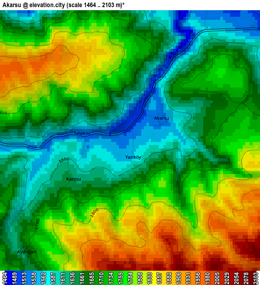 Akarsu elevation map