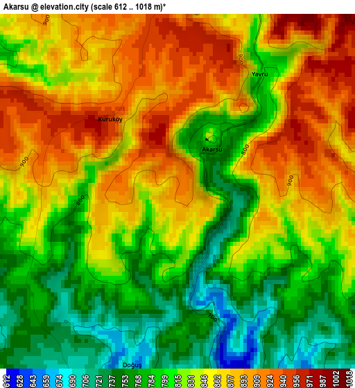 Akarsu elevation map