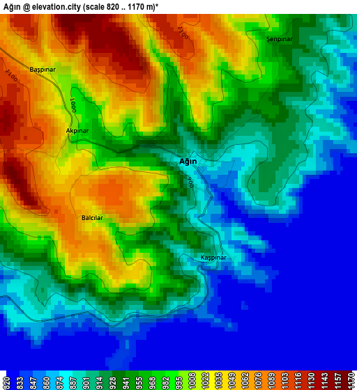 Ağın elevation map