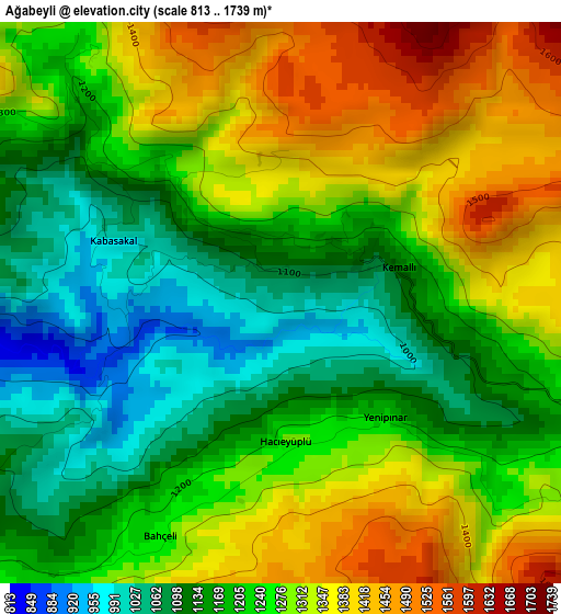 Ağabeyli elevation map