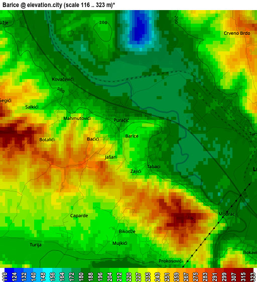 Barice elevation map