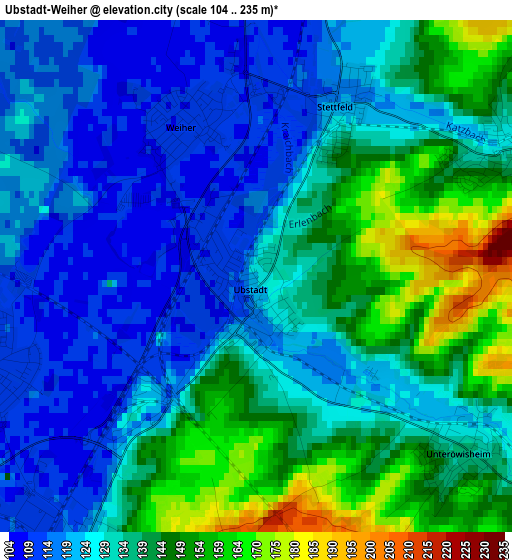 Ubstadt-Weiher elevation map