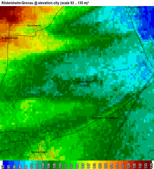 Rödersheim-Gronau elevation map