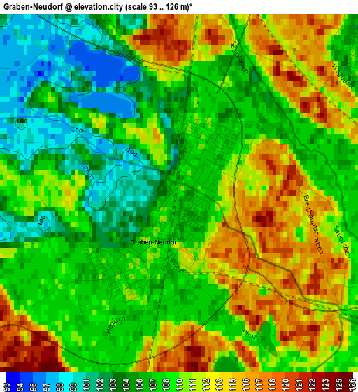 Graben-Neudorf elevation map