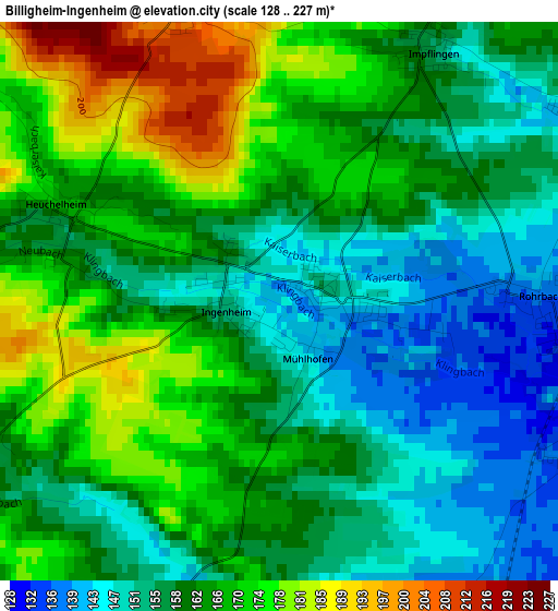 Billigheim-Ingenheim elevation map