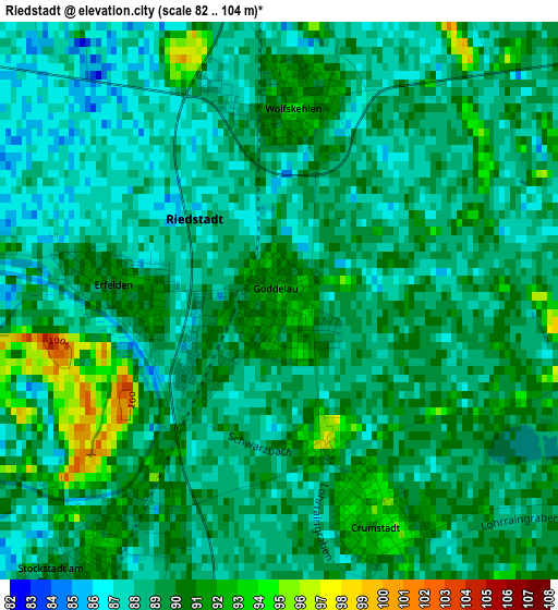 Riedstadt elevation map