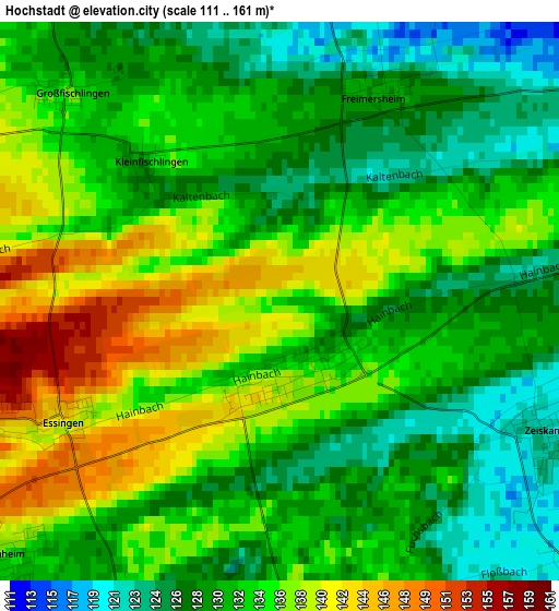 Hochstadt elevation map