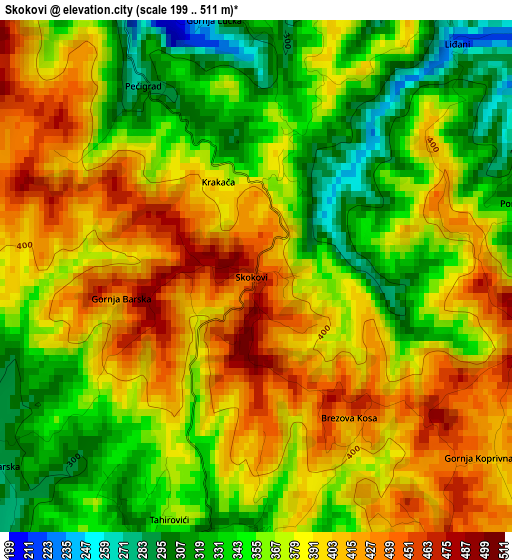 Skokovi elevation map