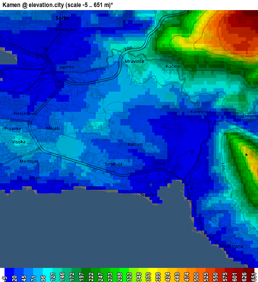 Kamen elevation map