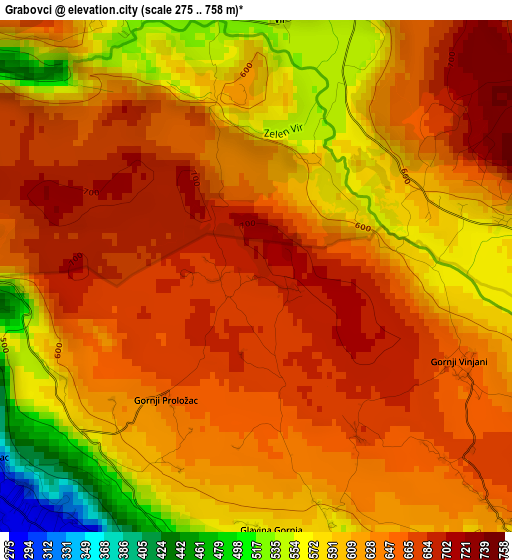 Grabovci elevation map