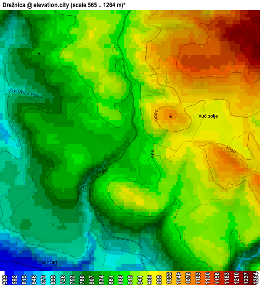 Drežnica elevation map