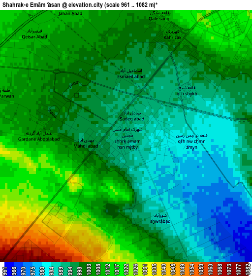 Shahrak-e Emām Ḩasan elevation map