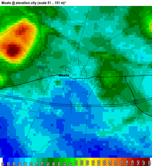 Moate elevation map