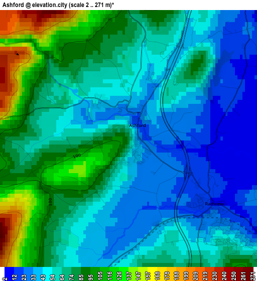 Ashford elevation map