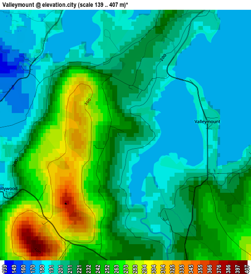 Valleymount elevation map