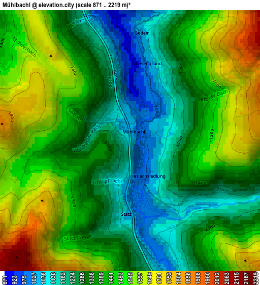 Mühlbachl elevation map