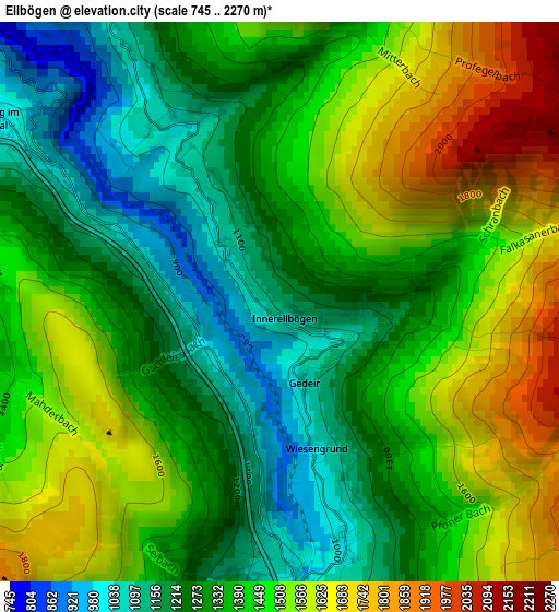 Ellbögen elevation map