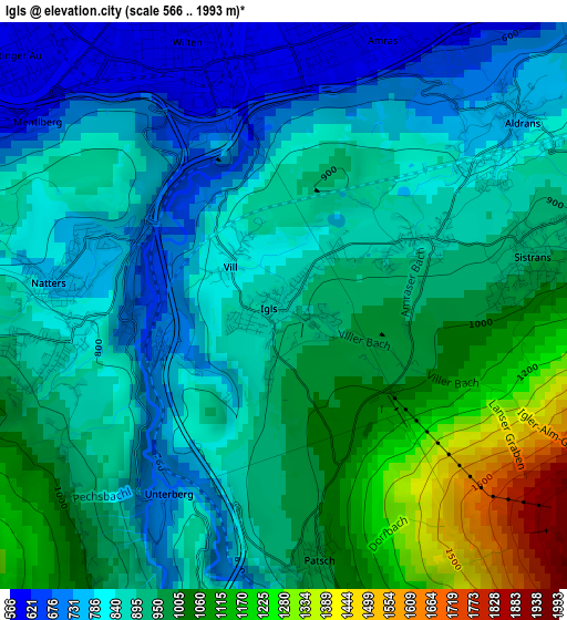 Igls elevation map