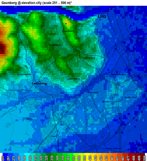 Gaumberg elevation map