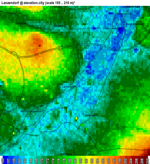 Lanzendorf elevation map