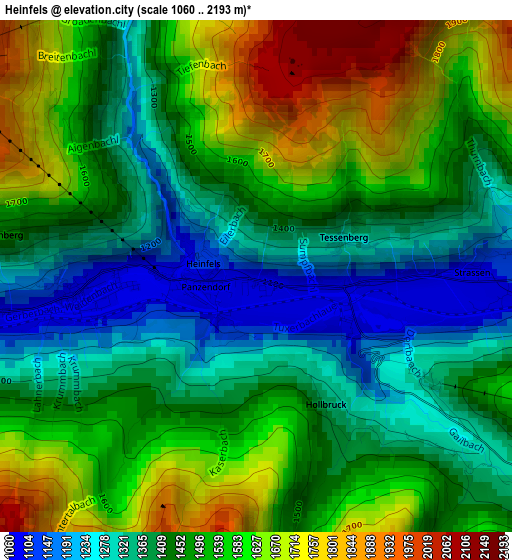 Heinfels elevation map